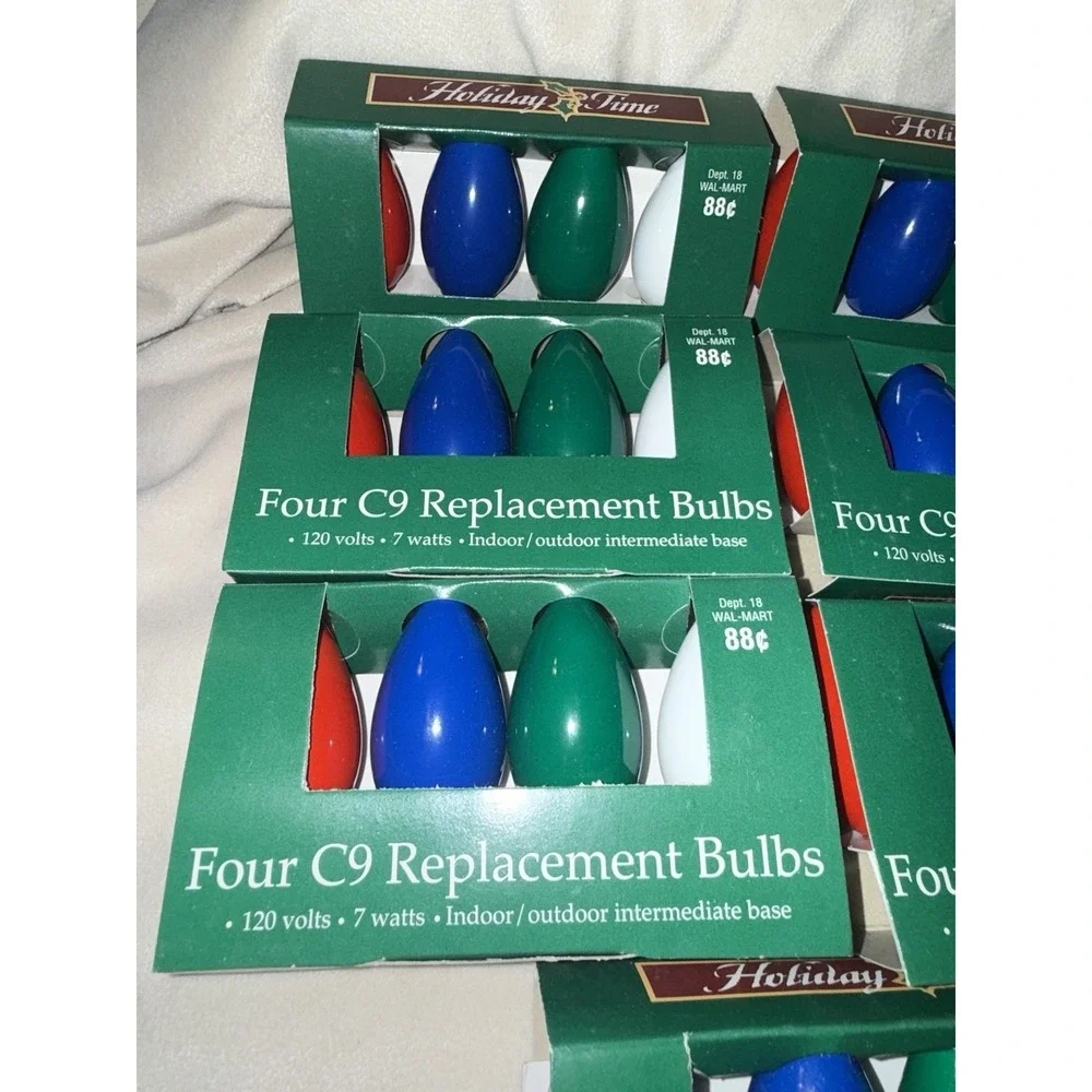 Lot Of 7 Packs Christmas Light Bulbs C9 New 4 Each Pack Red Blue Green White